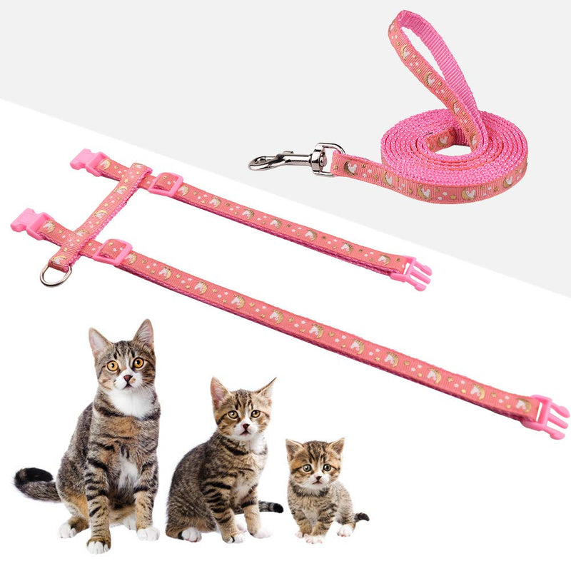 Cat Harness and Leash Set Gold Moons Stars Soft Nylon Escape Proof Adjustable for Kittens Small Animals Glow in The Dark (Pink) Pink - BeesActive Australia