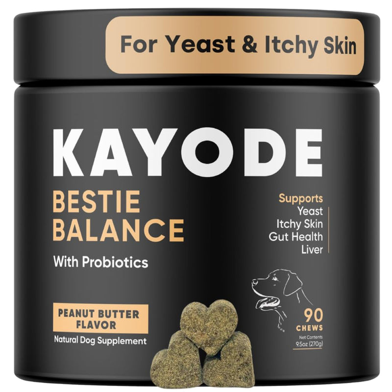Bestie Balance Anti Yeast Supplement for Dogs. Itch Relief for Dogs - 2.5 Billion Dog Probiotics for Yeast, Itchy Skin and Itchy Ears. Stop Recurring Yeast with Gut Balance. 90 B