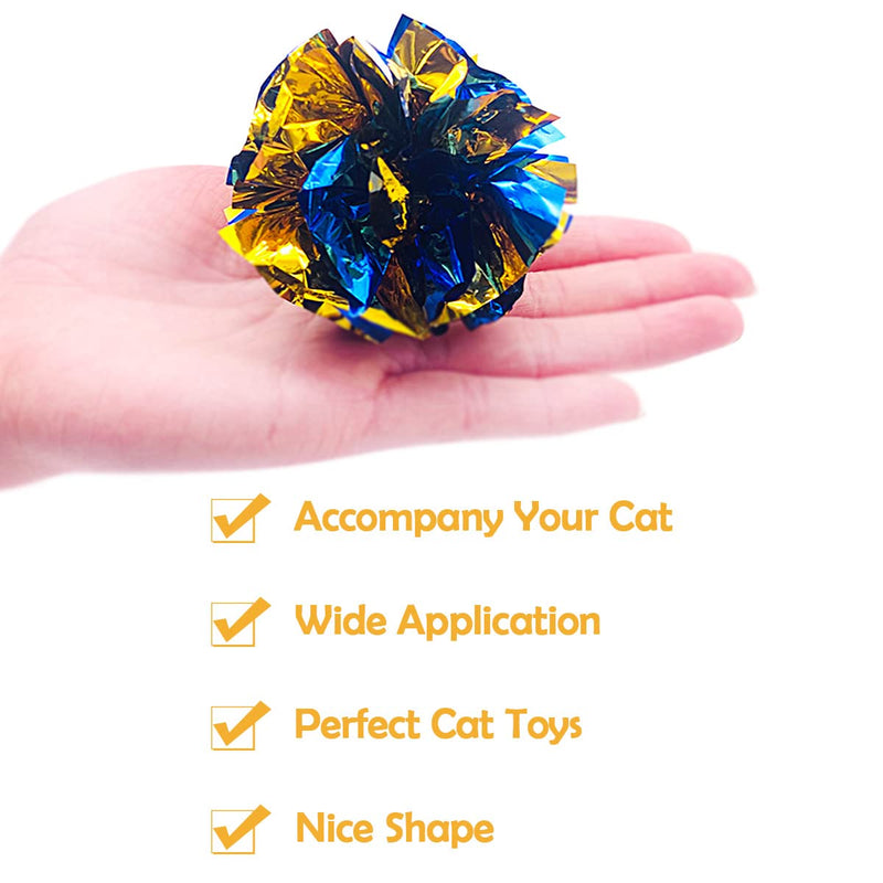 PET SHOW 20 Pcs Cat Crinkle Toy Ball 2.5inch Mylar Cat Pounce Chase Toys Colorful Paper Ball Chase Training Activity for Cats Kittens 2.5" Crinkle Toy Ball - BeesActive Australia