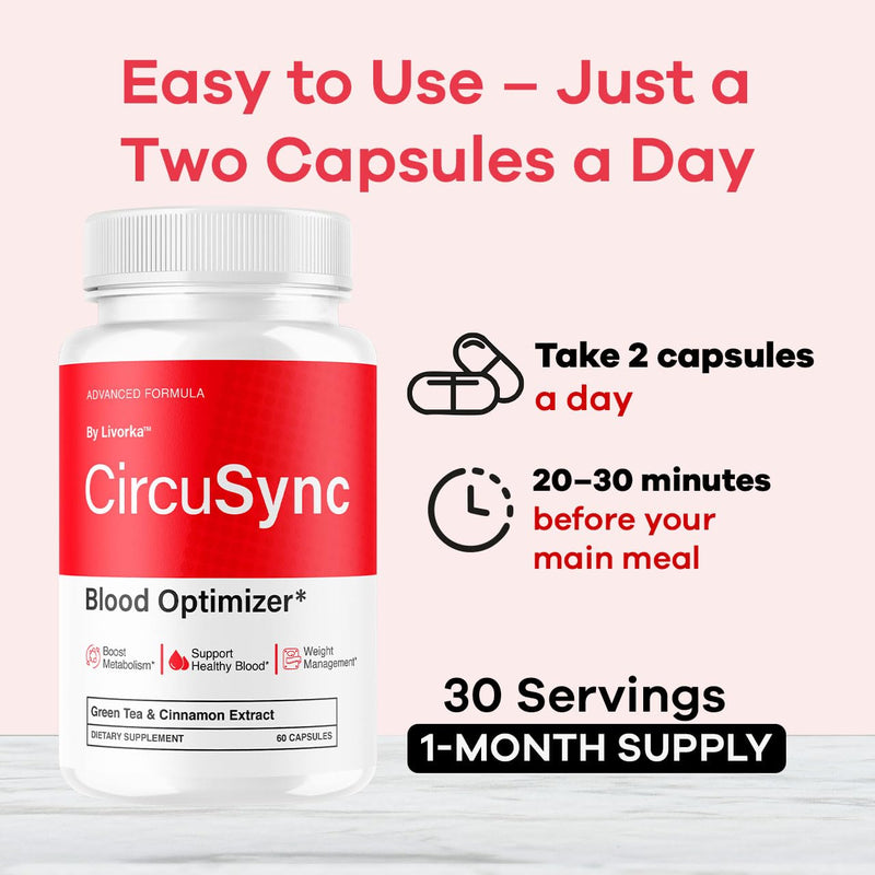 Circusync Capsules - Official Circu Sync Advanced Blood Health Support Supplement Pills - Maximum Strength, Natural Vitamins Formula for Overall Health & Wellness, 60 Capsules for 1 Month