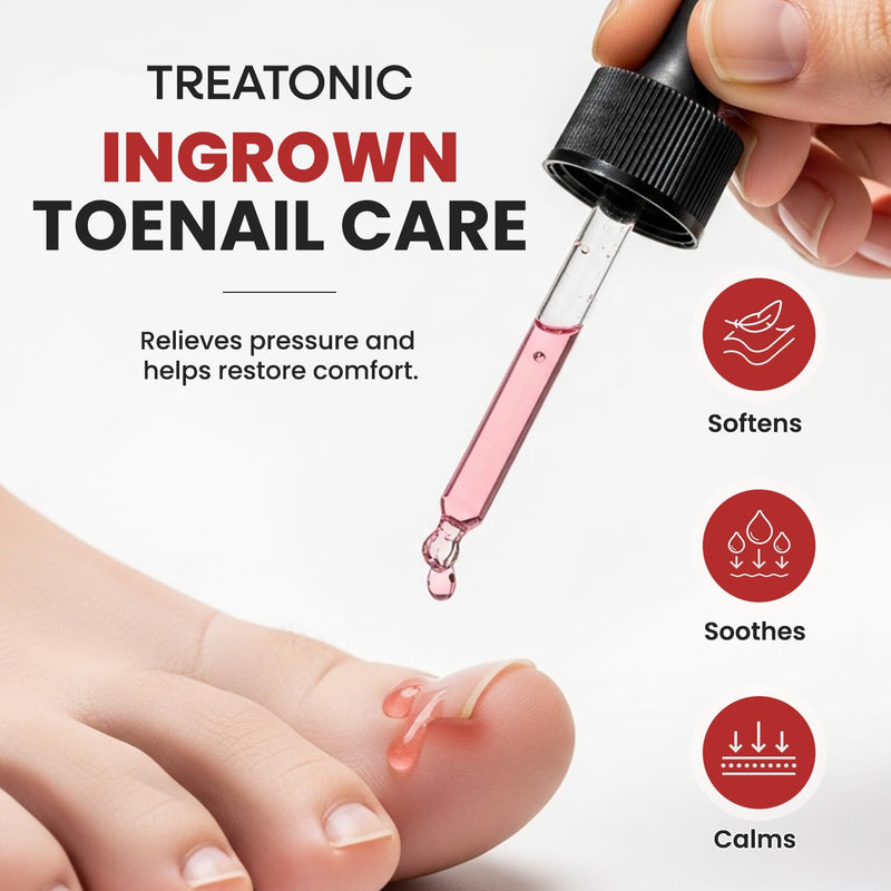 Treatonic Ingrown Toenail Treatment - Ingrown Toenail Pain Reliever and Softener Kit for Easy Trimming with Silicone Gel Toe Caps Ingrown Toenail Drops - BeesActive Australia