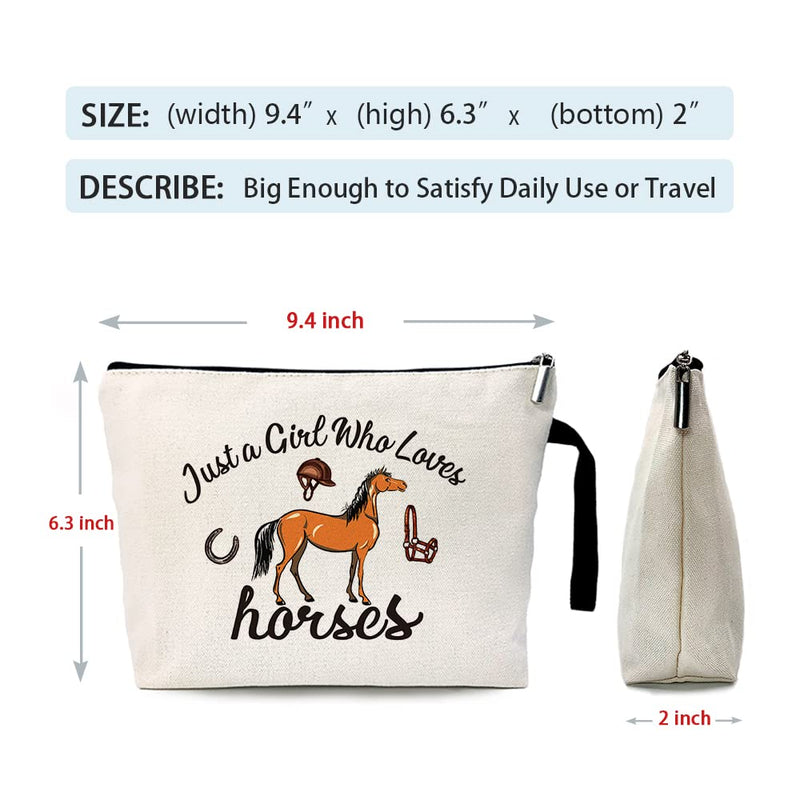 Just a Girl Who Loves Horses Cosmetic Bag，Horses Lover Gifts，Equestrian Gifts for Girls，Horse Lover，Equestrian Gifts，Equestrian Travel Cosmetic Bag，Horseshoe Gift，Horse Cosmetic Bag - BeesActive Australia