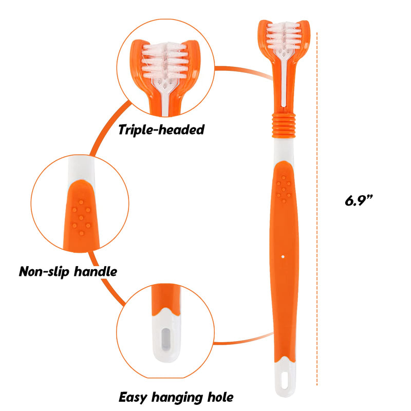 Dog toothbrush set, 2 pieces triple head dog toothbrushes, 4 finger toothbrush, 2 double-headed toothbrush, multi-angle teeth cleaning set for small, medium and large pets - BeesActive Australia
