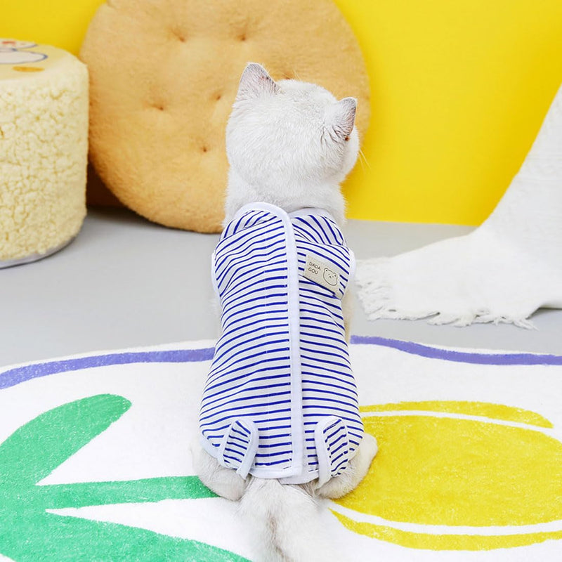 LEEQ Cat Professional Recovery Suit - Surgical Recovery Shirt for Abdominal Wounds Bandages Cone Alternative for Cats After Surgery Medical Suit Soft Pet Clothes Indoor, Blue/L - BeesActive Australia