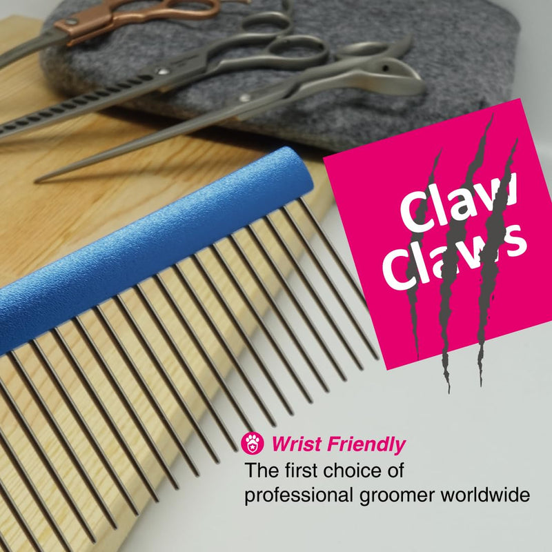 Greyhound Oval Grooming Comb – Aluminum handle, Stainless Steel Teeth Comb for Long-Haired Dogs & Cats, Removes Mats, Tangles, and Loose Fur – Lightweight for Deshedding (Silver/Blue, 9.8") Silver/Blue 9.8" - BeesActive Australia