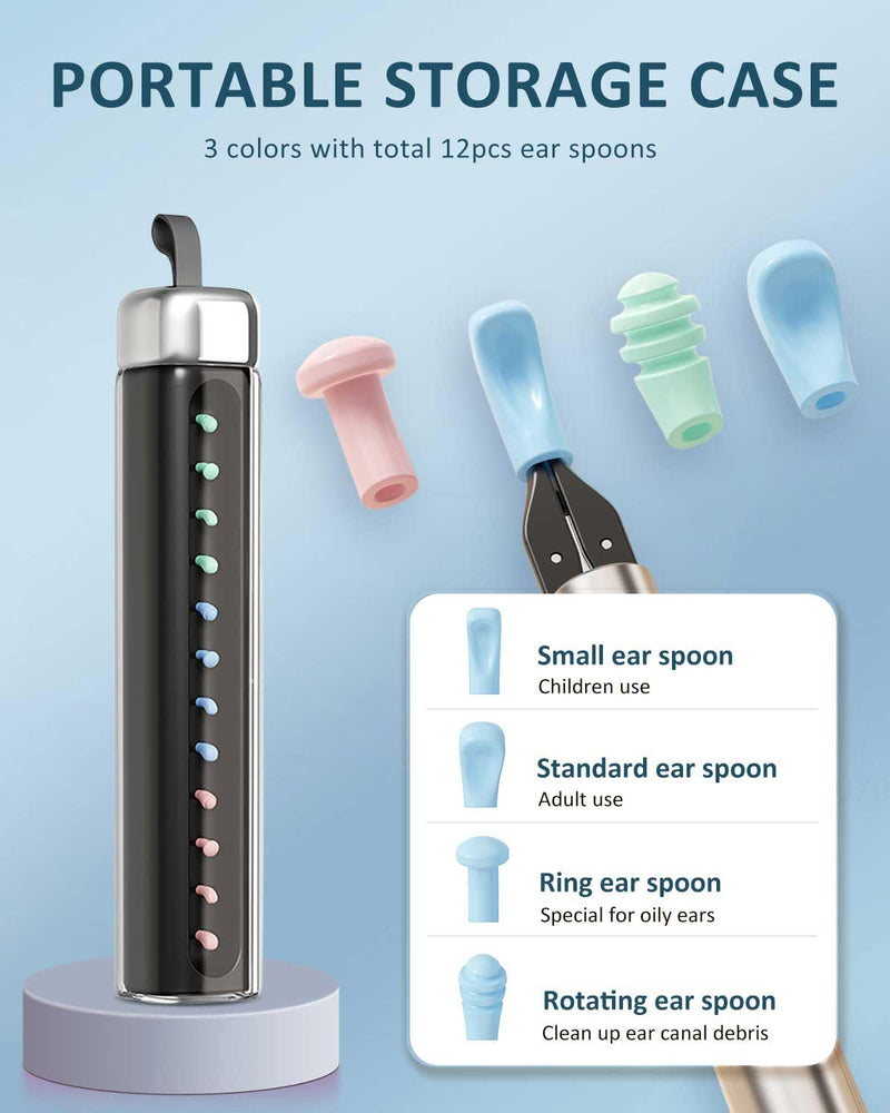 CozyZen Ear Wax Removal Tool S5 with 10 MP Camera Otoscope, Omnidirectional Tweezer, Crodless Earwax Remover Tool with 12 Ear Spoon, Wireless Ear Cleaner with Light for iOS & Android (Black) Black - BeesActive Australia