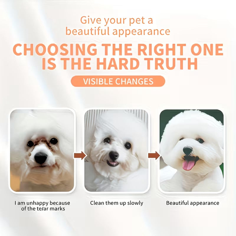 Dog Tear Stain Remover Balm & Eye Drops Kit,Gentle Tear Stain Cleaner for Dogs Eyes,Safe Eye Care for White Dogs with Brush, Easy to Use & Portable,Dog Eye Cleaner,Dog Tear Stain Removal