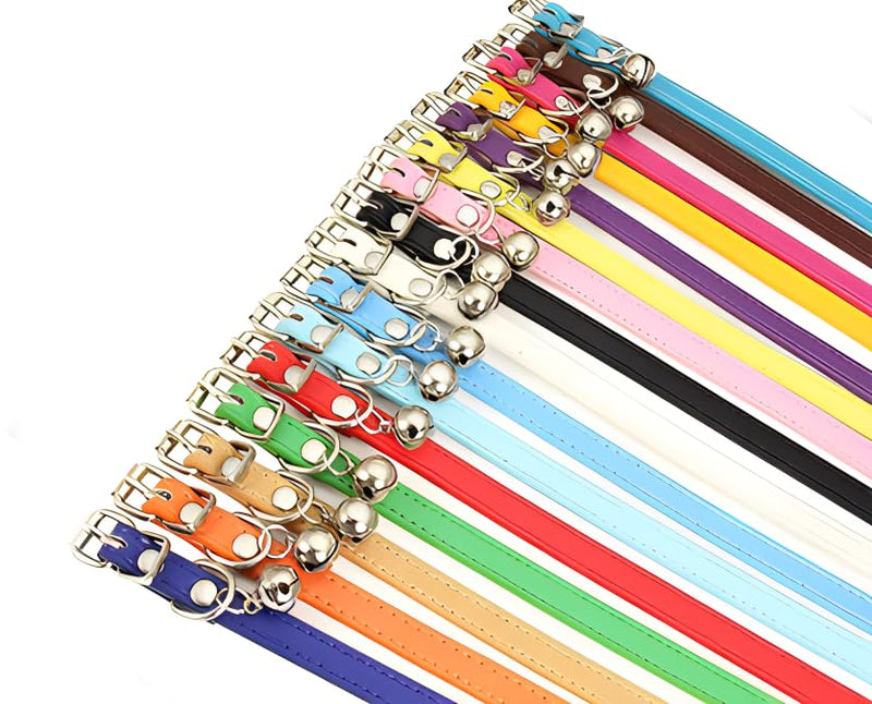 Pink Puppy Collar with Bell, Soft Pu Leather Kitten Dog Collars Adjustable Buckle for XXS XS Extra Small Medium Tiny Female Male Boys Girls Pets Small Cats Teacup Yorkie X-Small S for Neck 10"-13" Pink - BeesActive Australia