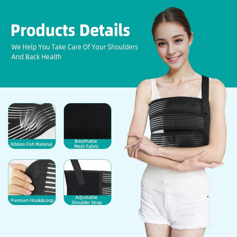 Rib Brace for Women Men,Breathable Chest Binder,Rib Protector Wrap & Chest Brace for Dislocated or Injured Ribs (M(25"-33")) M(25"-33") - BeesActive Australia