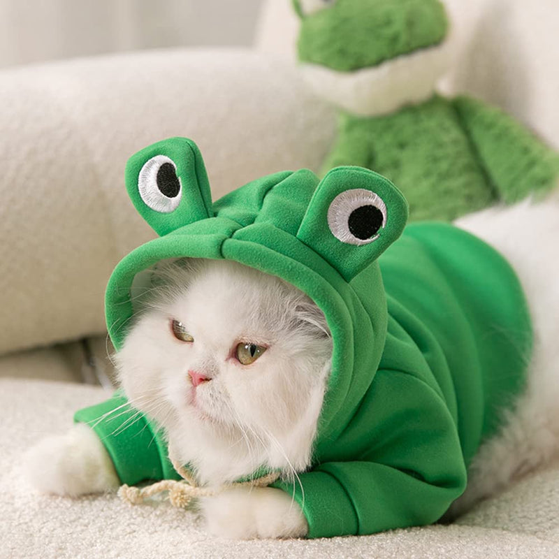 Hoodies Funny Costume for Cat and Puppy Cute Frog Cosplay Clothes for Pets Soft Knitwear (Green Frog, L Pet Weight:8.8~12.1Lbs) Green Frog - BeesActive Australia