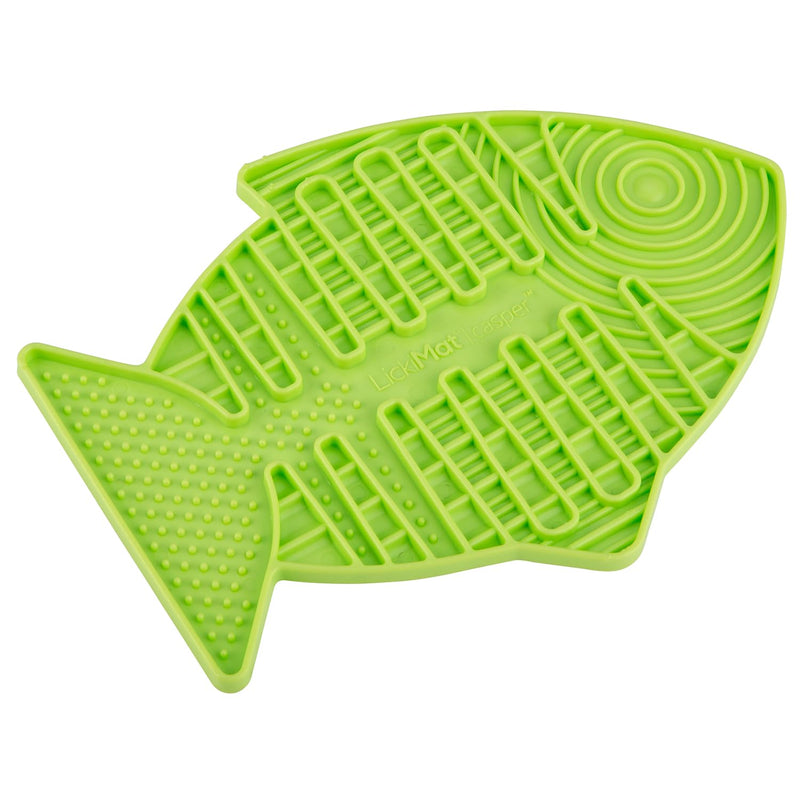LickiMat Casper, Fish-Shaped Cat Slow Feeders Lick Mat, Boredom Anxiety Reducer; Perfect for Food, Treats, Yogurt, or Peanut Butter. Fun Alternative to a Slow Feed Cat Bowl or Dish, Green 1 Count (Pack of 1) - BeesActive Australia