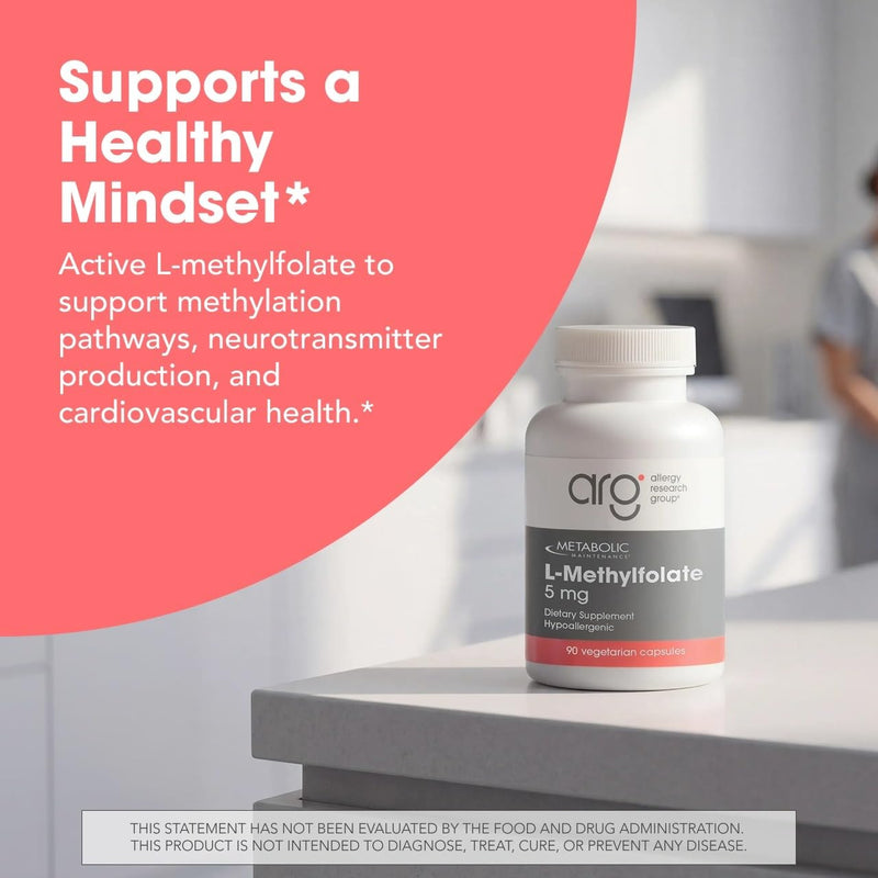 Metabolic Maintenance L-Methylfolate 5 mg, 90 Capsules | Active Folate for Methylation Support and Biochemical Reactions, Highly Bioavailable, Vegetarian Formula