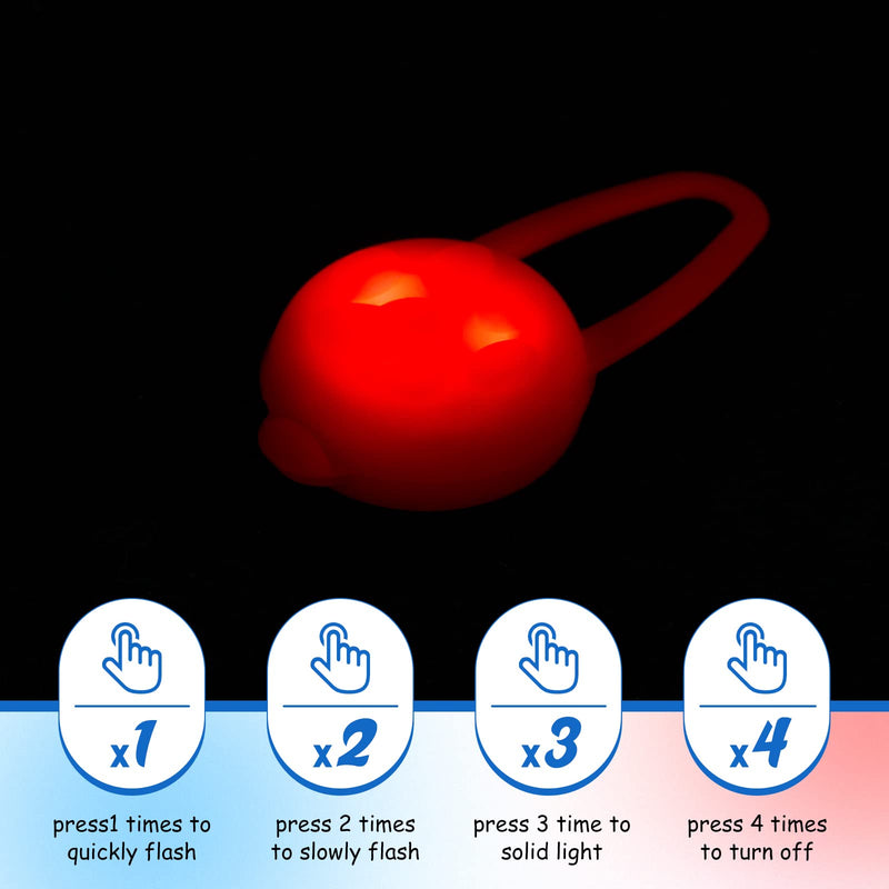 2 Pieces Luminous Dog Collar Light 3 Modes Silicone Cat Dog Lights LED Light for Dogs Collar Waterproof Clip-on Dog Leash and Safety Light Dog Collar with Battery (Red) - BeesActive Australia