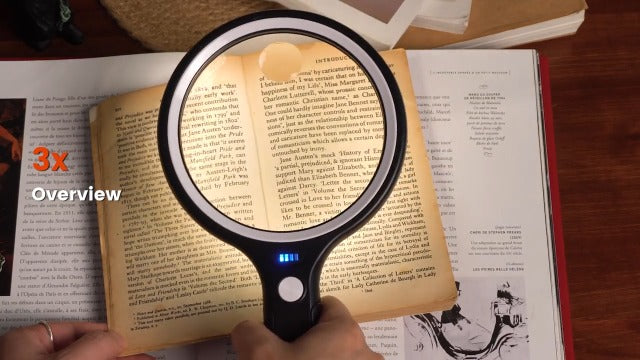3X 5X 10X Rechargeable Magnifying Glass with Light Large for Reading