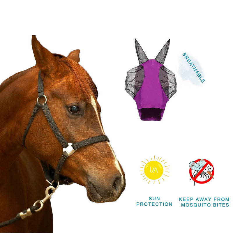 Upgrade Uv Horse Fly Mask with Ears - Equine Sunscreen Lycra Quiet Ride Elasticity Fly Mask with Ear Protection (Grey) Grey - BeesActive Australia