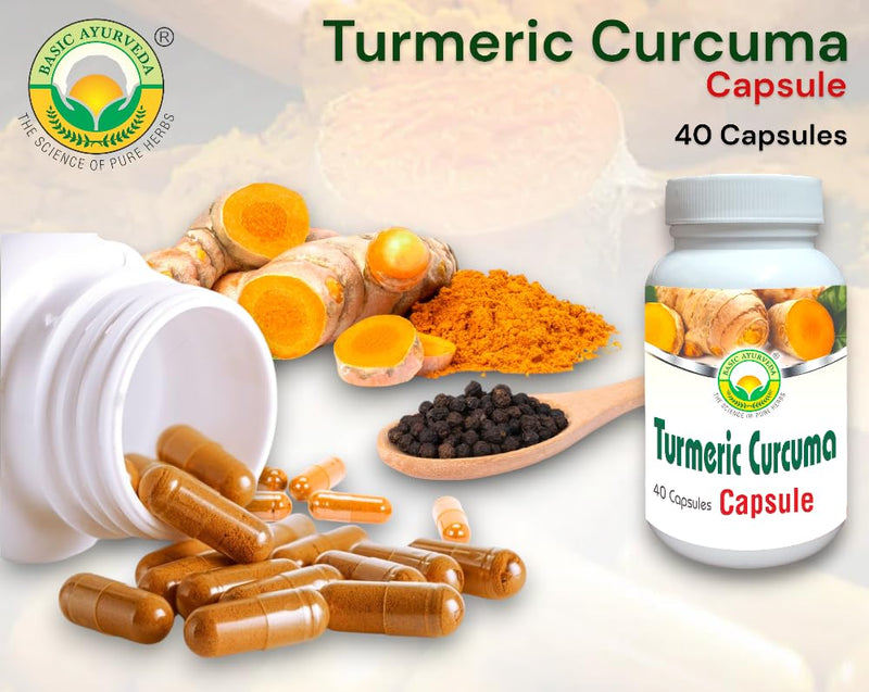 BASIC AYURVEDA Turmeric Curcuma Supplement - 460MG+ | 40 Capsules