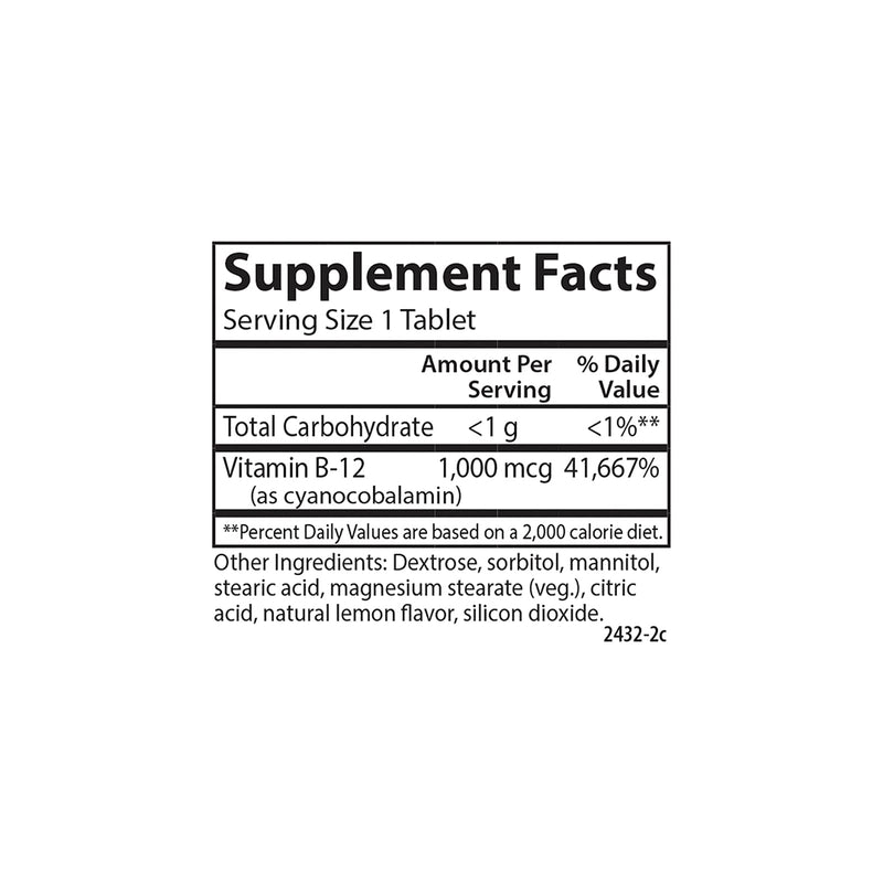 Carlson Chewable B-12, 1000 mcg, Vitamin B12, Lemon, 180 Chewable Tablets | Energy Production; Optimal Wellness 180 Count (Pack of 1)