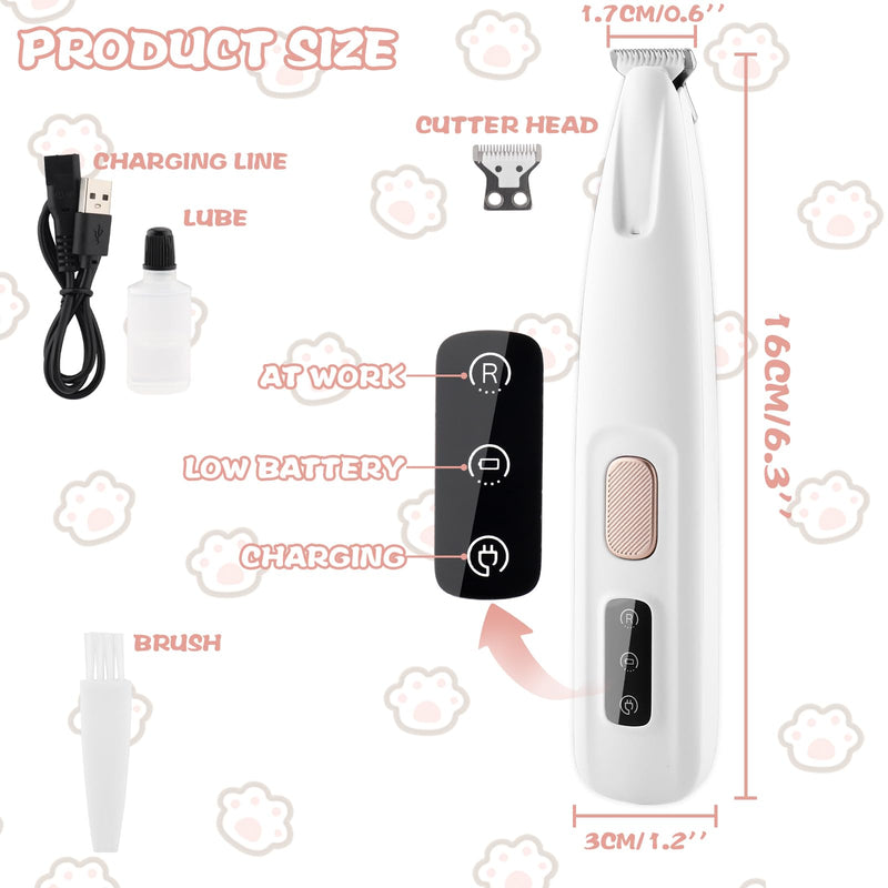 Paw Trimmer for Dogs, Beihre Dog Clipper with LED Light IPX5 Waterproof Clipper Dog Wireless Dog Paw Trimmer for Dogs Cats Paws, Eyes, Ears, Face, Body - BeesActive Australia