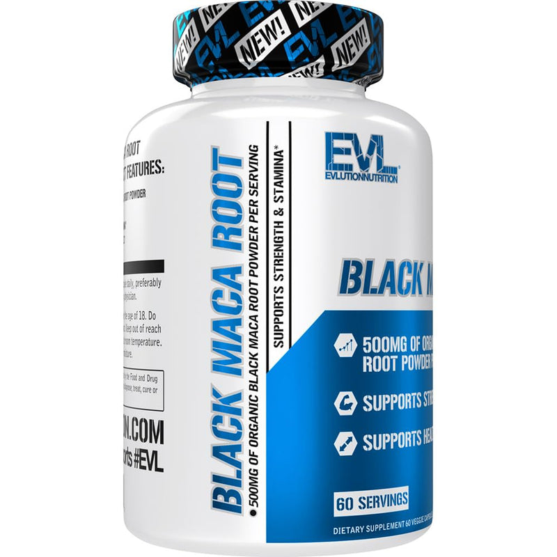 EVL Organic Black Maca Root 500mg Energy Support Capsules - 60 Servings | Organic Black Maca Root Formula Supports Energy, Strength, Stamina and Workout Performance In Vegetarian Capsules