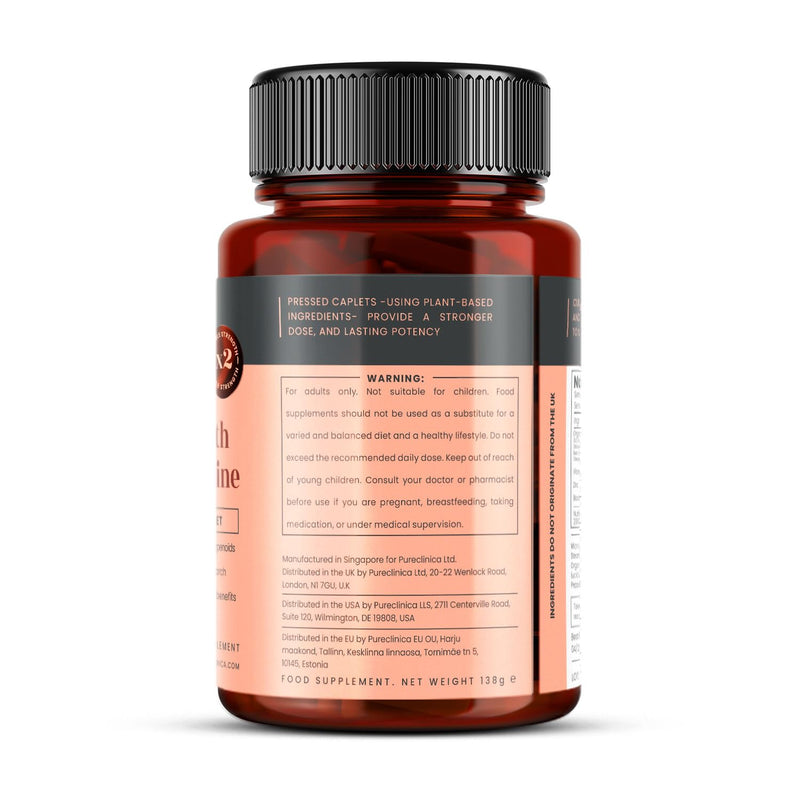 pureclinica Reishi Mushroom Extract 1000mg (5:1) per Tablet – 180 Caplets (2 x 90, 6-Month Supply) – with Vitamin D3 (25µg), Zinc (15mg) & Piperine (5mg – Fruiting Body Ganoderma lucidum) 90 Count (Pack of 2)