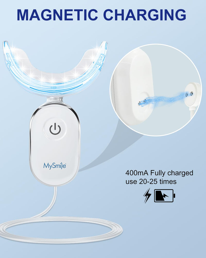 MySmile Teeth Whitening Accelerator Light, 28 LED Blue Light, Each 10 Minutes, USB Charger, Mouth Trays, 1 Pcs LED Light & 4ml Gel 1pcs Blue Light - BeesActive Australia