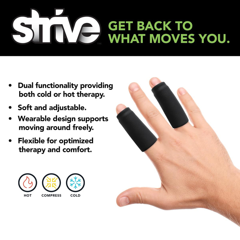 Strive Finger Sleeve Ice Pack Wrap, Hot & Cold Therapy Wrap for Soothing Relief and Support, Flexible Compression for Comfortable Healing, Perfect for Finger Pain and Injury Recovery, Black, 5-Pack - BeesActive Australia