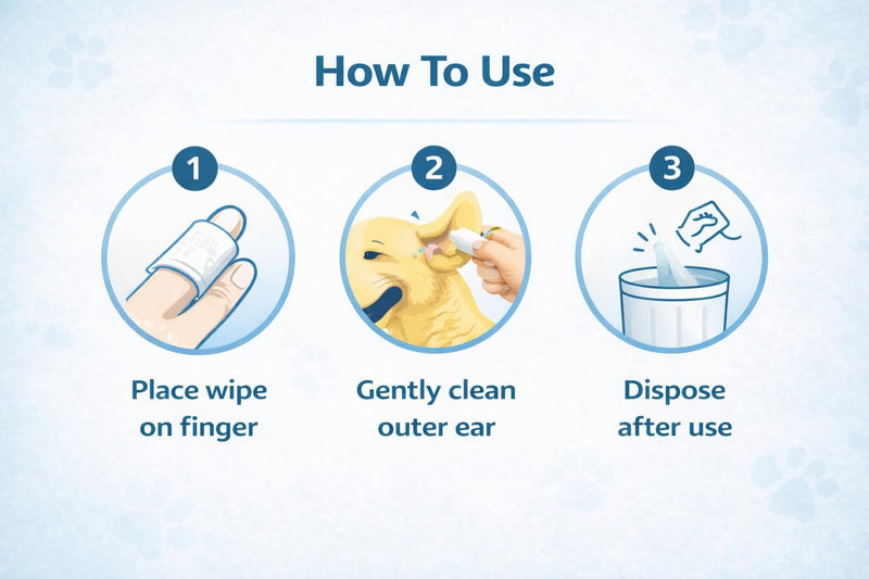Pet Guru Dog Disposable Ear Cleaning Finger Wipes for Puppies & Dogs, Removes Wax and Dirt, Soothes Itchy Ears Wipes, 50 Pack (50)