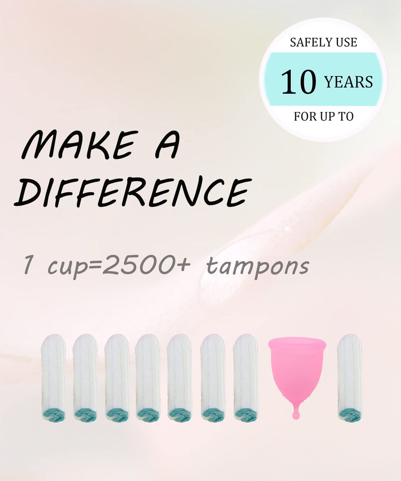 Menstrual Cups with Collapsible Storage Cup, Leak-Proof Design with Medical Grade Silicone Period Cups Reusable, Tampon and Pad Alternative,for Light Flow and Heavy Flow Large+Small Large+ Small Purple+pink