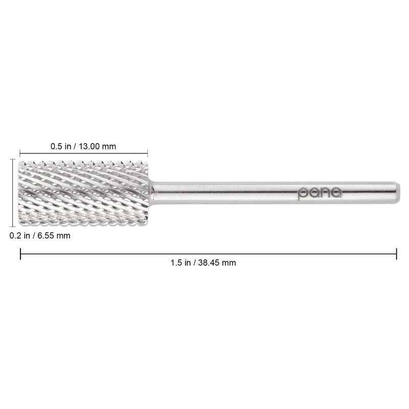 PANA Professional 3/32" Shank Size - Flat Top Large Barrel Silver Carbide Bit Coarse Grit - Nail Drill Bit for Dremel Machine Large Barrel - Silver