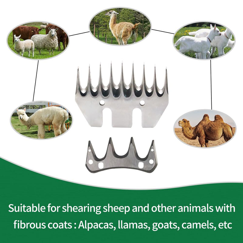 Sheep Shears Blades Curved Wool Shearing Comb and Cutter Blade Set for Alpaca Goats Wool Cutter Grooming Trimmer(13T Scimitar+Front Blade) 13T scimitar+front blade - BeesActive Australia