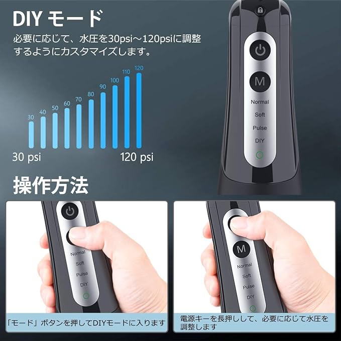 PECHAM Jetwasher, Oral Cleaner, USB Rechargeable, Portable, Interdental Jet Cleaning (Black) - BeesActive Australia