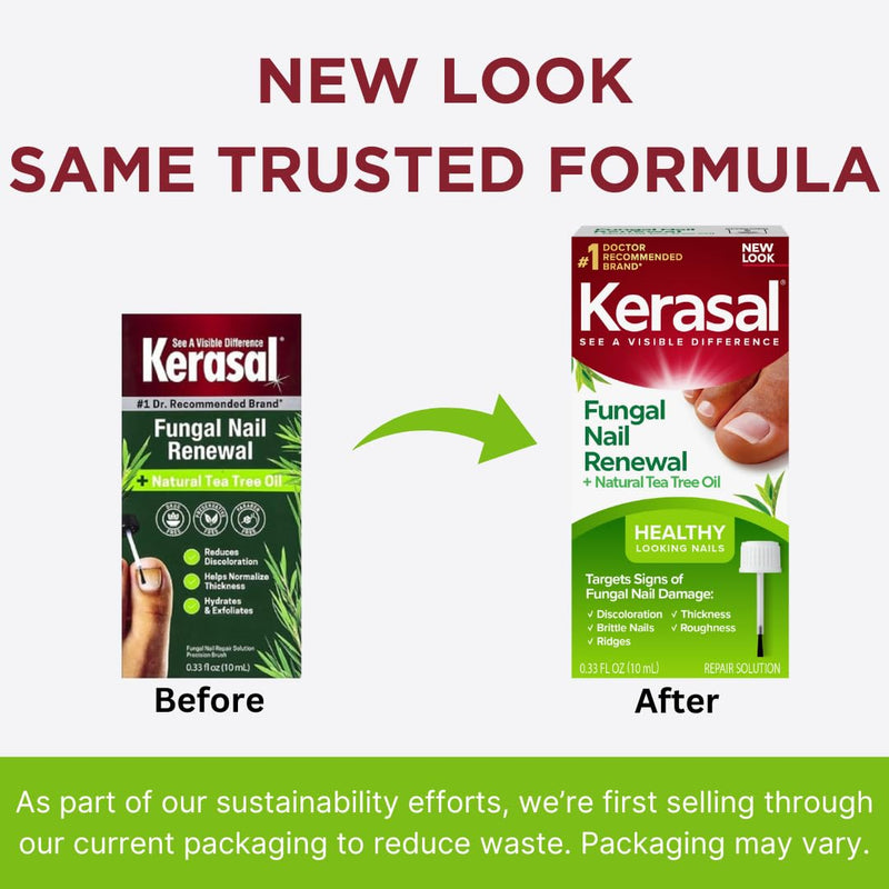 Kerasal Renewal Nail Repair Solution with Tea Tree Oil for Discolored and Damaged Nails, 0.33 Oz (Pack of 1) - BeesActive Australia