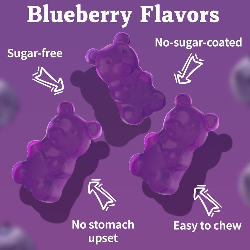 Calcium Magnesium Zinc Gummies with Vitamin D3 K2, Sugar Free Calcium Gummy | Calcium 1200 mg with Vitamin D3 for Muscles, Sleep Support, Calcium Citrate for Women Kids, Blueberry Flavor, 60 Count 60 Count (Pack of 1)