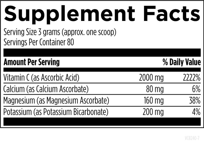 Designs for Health Buffered Vitamin C Powder 2000mg - Powdered Vitamin C (Ascorbic Acid) for High Dosing with Alkalizing Minerals to Be Gentle on The Stomach - Non-GMO Drink Mix (80 Servings / 240g)