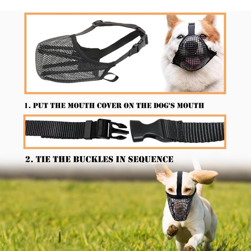 Dog Muzzle Black Mesh Dog Muzzle Adjustable Poison Bait Protection for Dogs Eating Protection Dog Muzzle Against Barking Mouth Loop Dog Anti-Biting and Anti-Licking All-Inclusive Muzzle (Size L) - BeesActive Australia