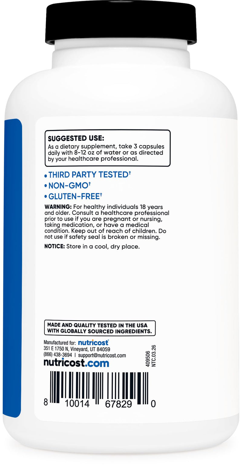 Nutricost HMB (1500mg) and Vitamin D3 (6000 IU) Supplement, 240 Capsules | 80 Servings, Gluten-Free & GMO-Free 240 Count (Pack of 1)