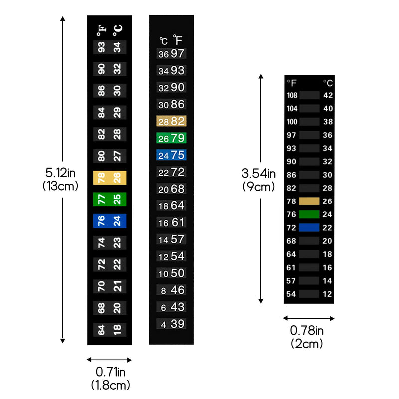 18 Pcs Aquarium Thermometer Strips Stick On Fish Tank Thermometer, Temperature Sensing Digital Stickers for Fermentation Brewing Beer Wine Kombucha, 39-97 °F & 54-108 °F & 63-93 °F - BeesActive Australia