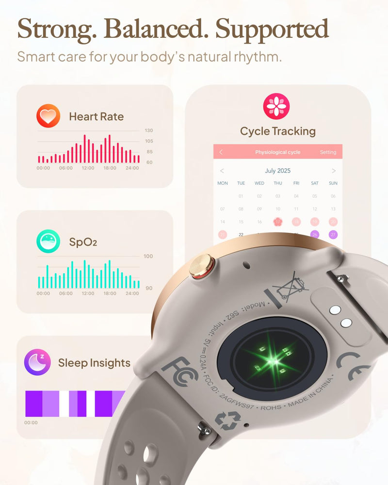 Smart Watch for Women Men, for Android iOS with Sleep & Calorie Monitor, Pedometer Fitness Tracker, Bluetooth Call, IP68 Waterproof, 112+ Sport Modes Round Face Smartwatch (Gold-Pink) Gold-Pink - BeesActive Australia