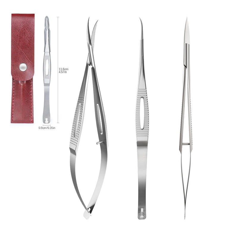 Cuticle Scissors, Professional Curved 15° Blade Stainless Steel, Ultra Sharp for Precision Nail Grooming, Eyebrow Shaping, and Sewing Thread Snips, with Travel Case - BeesActive Australia