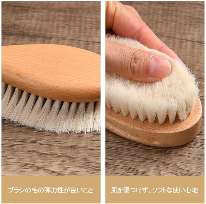 BTtime Baby Hair Brush Newborn Comb Set Scalp Massage Wooden Handle Natural Wood Goat Hair Anti-Static Baby Gift for Newborn Baby Baby (2 Pack) -  Australia