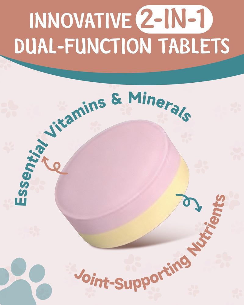 Joint & Calcium Tablets for Dogs - Calcium Supplement for Dogs - Mobility, Bones, Immune Support - with Minerals, Glucosamine, Chondroitin, Calcium, Vitamins - 200 Chewable Tablets