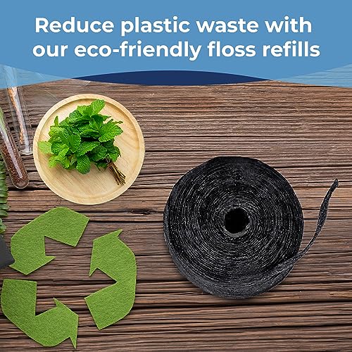 XLENT Expandable Charcoal Dental Floss Refills, Mint, 250m Total 164 Foot (Pack of 5)