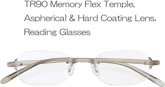Meigan Library Compact Ultra-Lightweight TR90 Frames Rimless Glasses Senior Glasses Reading Glasses for Men Gentleman's Glasses - BeesActive Australia
