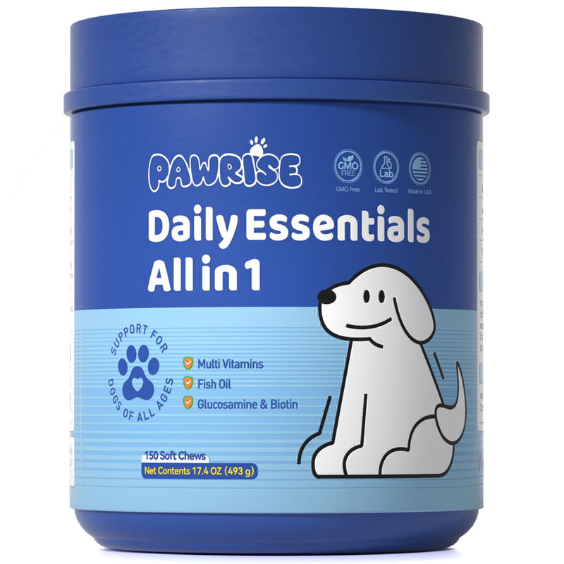 All-in-One Dog Multivitamin – Hip & Joint, Skin, Coat, Digestion & Immune Support – Soft Chews with Biotin, Glucosamine & Omega-3 – 150ct Chicken Flavor | Manufactured in USA