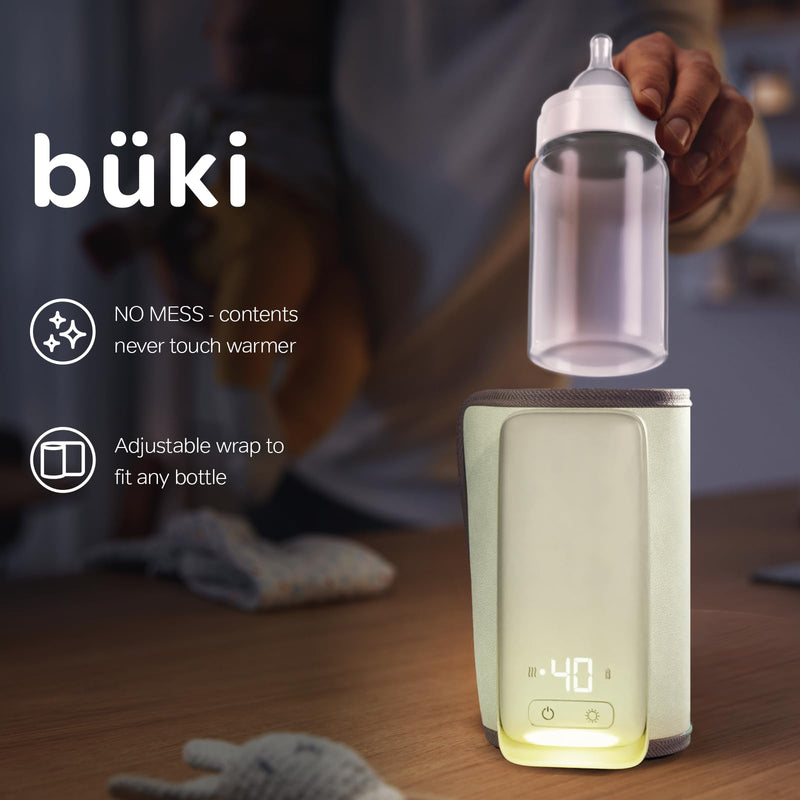 Büki Portable Bottle Warmer for Breastmilk or Baby Formula - Fast Heating + Leak-Proof + Adjustable Travel Warmer with Battery-Powered Temperature Display, Flashlight - 6000MAH Rechargeable Battery - BeesActive Australia