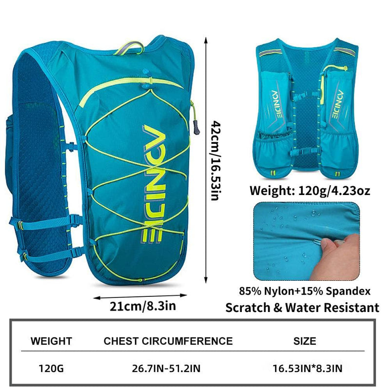 AONIJIE Waterproof and Breathable Running Hydration Vest for Women Men, 4.23oz Lightweight Hydration Vest Backpack Fits 6.8" Phones, for Hiking Cycling Race Marathon Black
