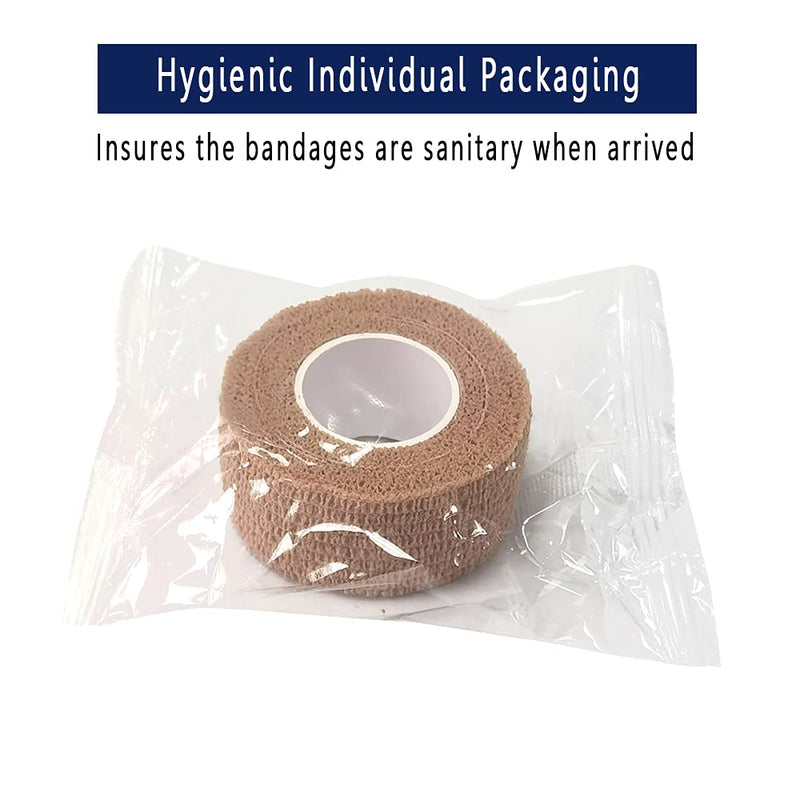 [24 Pack-1" x5Yards] MINGYUE Self Adhesive Bandage Wrap,Athletic Tape,Sports Tape,Wrist and Ankle Wrap Tape,Cohesive Bandage for Vet Tape(Skin Color) 24rolls Skin - BeesActive Australia