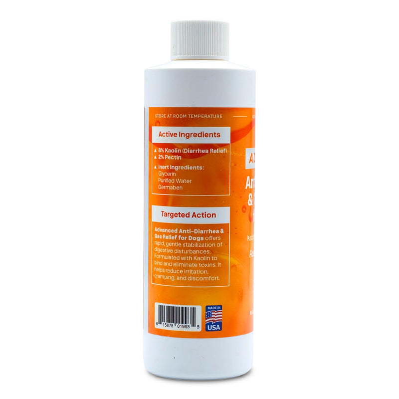 Vetr Anti-Diarrhea & Gas Relief for Dogs - Kaolin Liquid Formula for Fast Upset Stomach Soothing & Digestive Support - All Breeds & Sizes - 8 oz (240mL) - Vet-Formulated in USA