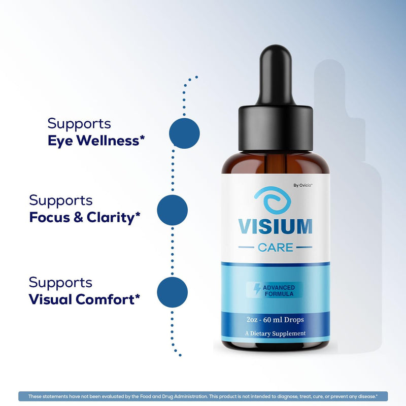 Visium Care Drops - Official VisiumCare Oral Liquid Drops Advanced Premium Formula Maximum Strength, All Natural Ingredients Vitamins for Overall Health & Wellness, 1 Bottle for 1 Month
