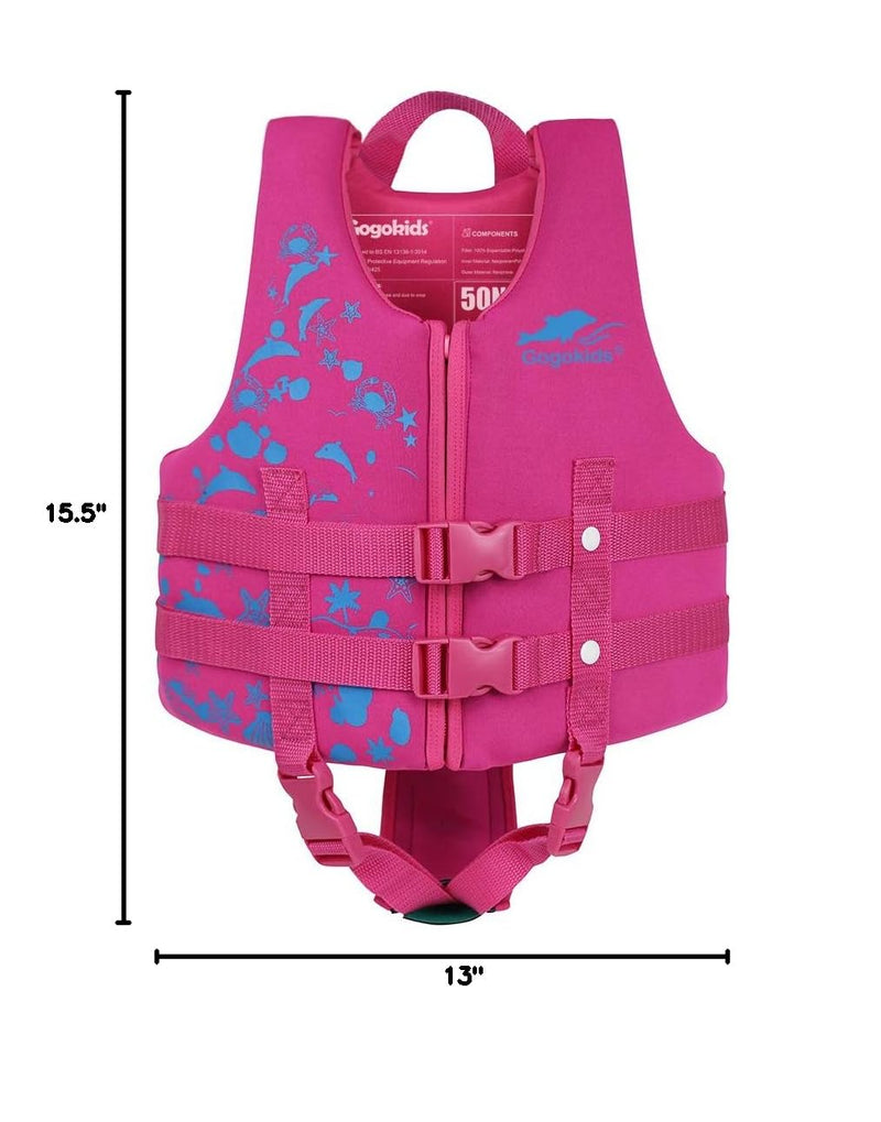 Gogokids Toddler Swim Vest, Kids Floaties – Boys & Girls Buoyancy Jacket for Pool & Beach, Fits 2-8 Years / 22-60 lbs Pink Dolphin S (2-4 Years) - BeesActive Australia
